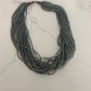 Elegant Silver Beaded Necklace 20” Long